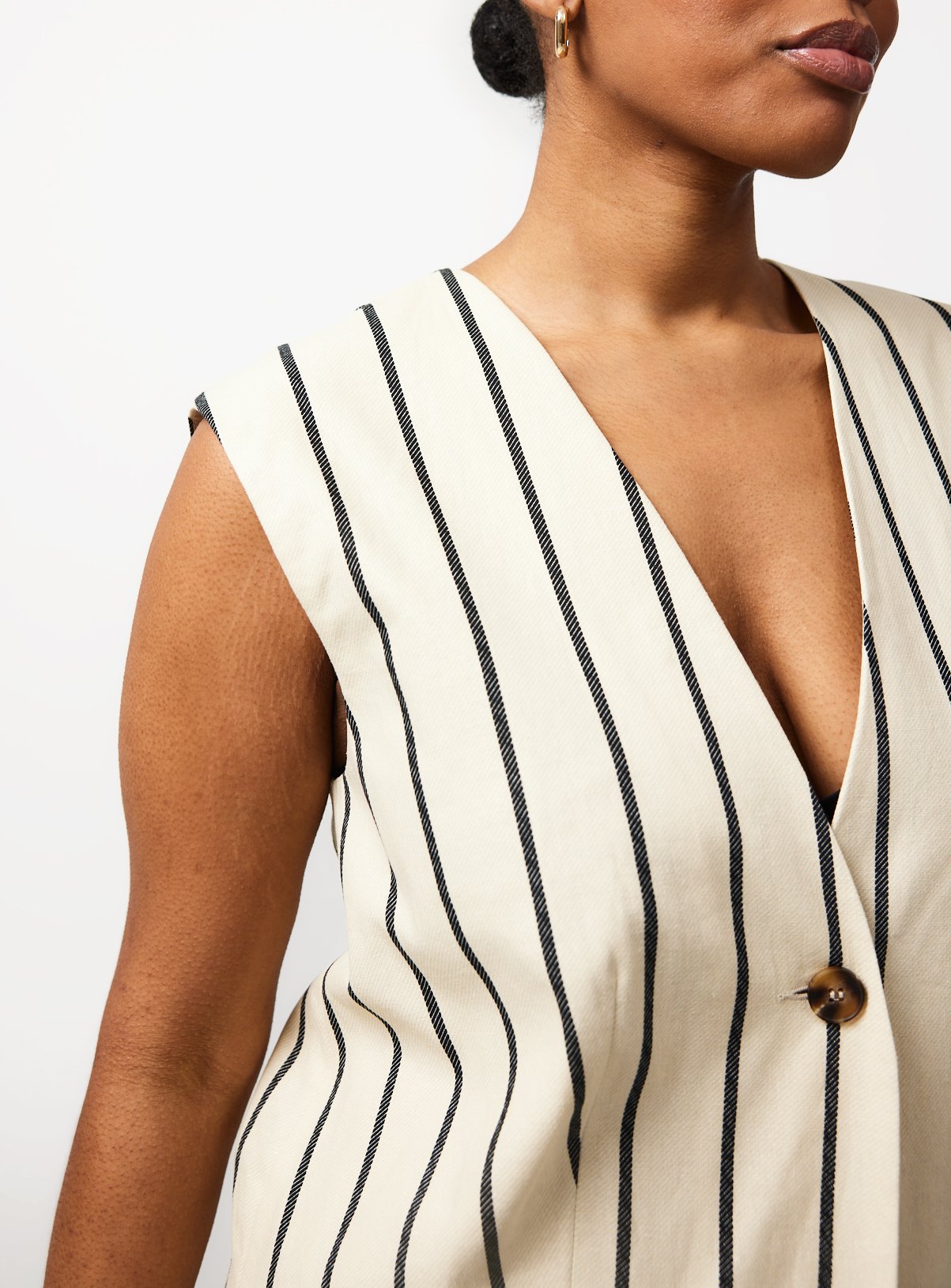 Natural Stripe Linen Blend Co-ord Waistcoat 10 - Image 3 thumbnail